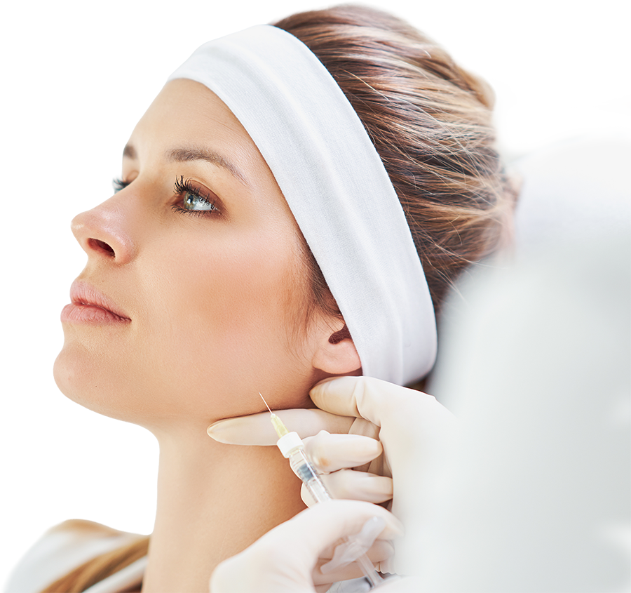 Woman receiving a cosmetic injectable treatment at a medical spa